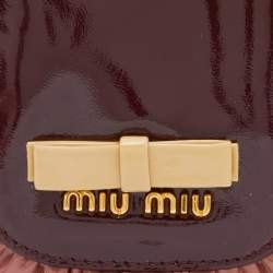 Pre Owned Miu Miu Burgundy/Pink Patent Leather Ruffle Phone Case