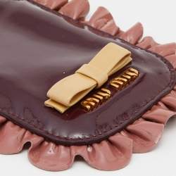 Pre Owned Miu Miu Burgundy/Pink Patent Leather Ruffle Phone Case