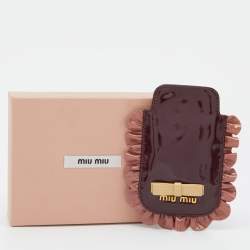 Pre Owned Miu Miu Burgundy/Pink Patent Leather Ruffle Phone Case