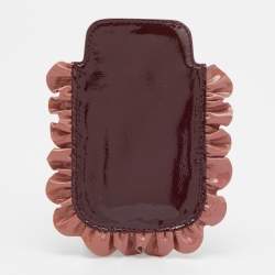 Pre Owned Miu Miu Burgundy/Pink Patent Leather Ruffle Phone Case