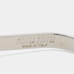 Miu Miu Silver Tone Bow Crystal Embellished Head Band