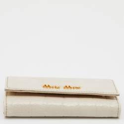Pre Owned Miu Miu Cream Croc Embossed Leather Case Key Holder