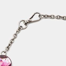 Miu Miu Pink Resin Silver Tone Station Necklace