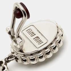 Miu Miu Bicolor Crystals Silver Tone Dangle Clip-on Earrings 
