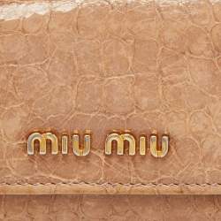 Miu Miu Dusty Pink Croc Embossed Leather Key Holder