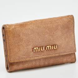 Miu Miu Dusty Pink Croc Embossed Leather Key Holder
