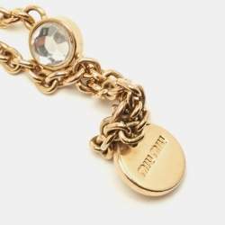 Miu Miu Navy Blue Croc Embossed Leather Chain Crystals Badge Holder
