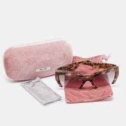 Miu Miu Brown Tortoiseshell Gradient SMU110 Rasoir Half Rim Sunglasses
