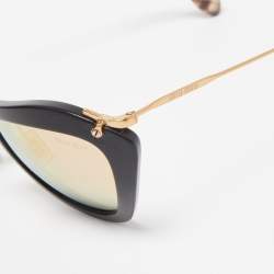 Miu Miu Black Mirrored SMU 10N Cat Eye Sunglasses