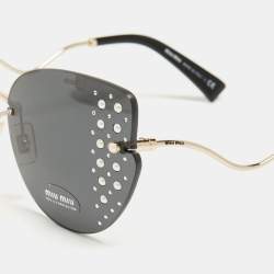 Pre Owned Miu Miu Black/Gold SMU51X Embellished Butterfly Sunglasses