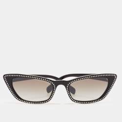 Pre Owned Miu Miu Black Gradient SMU10U Embellished Cat Eye Sunglasses 