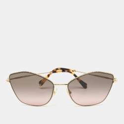 Pre Owned Miu Miu Gold Tone/Grey Pink Ombre SMU60V Cat-Eye Sunglasses