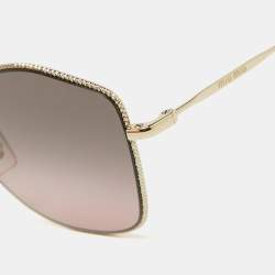Pre Owned Miu Miu Gold Tone/Grey Pink Ombre SMU60V Cat-Eye Sunglasses