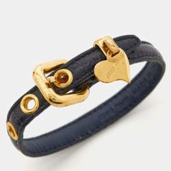 Miu Miu  St. Cocco Leather Gold Tone Bracelet