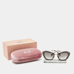 Miu Miu Grey Glitter/Grey Gradient SMU04Q Cat-Eye Sunglasses