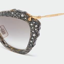 Miu Miu Grey Glitter/Grey Gradient SMU04Q Cat-Eye Sunglasses