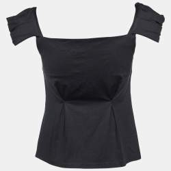 Miu Miu Black Silk Pleated Top S