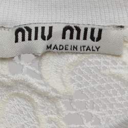 Pre Owned Miu Miu White Knit Lace Trim Top S