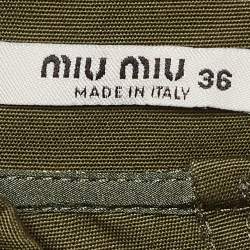 Pre Owned Miu Miu Green Cotton Ruffled Safari Mini Dress XS