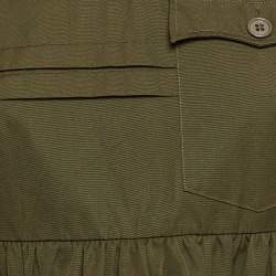 Pre Owned Miu Miu Green Cotton Ruffled Safari Mini Dress XS