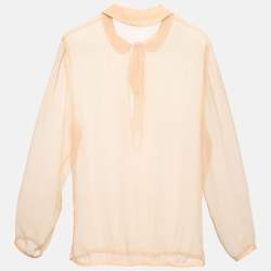 Miu Miu Beige Chiffon Sheer Blouse M