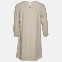 Miu Miu Beige Crepe Gathered Neckline Shift Dress S