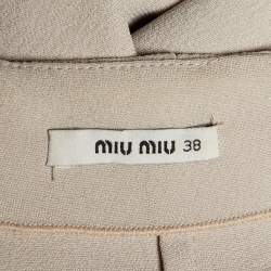 Miu Miu Beige Crepe Gathered Neckline Shift Dress S