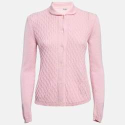 Miu Miu Pink Patterned Knit Button Front Cardigan S