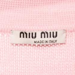 Miu Miu Pink Patterned Knit Button Front Cardigan S