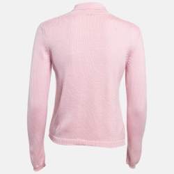 Miu Miu Pink Patterned Knit Button Front Cardigan S