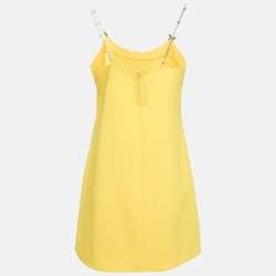Miu Miu Yellow Crepe Faille Cady Chain Strap Mini Dress M