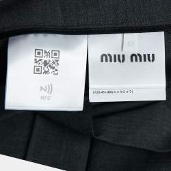 Miu Miu Grey Virgin Wool Pleated Mini Skirt M