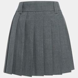 Miu Miu Grey Virgin Wool Pleated Mini Skirt M