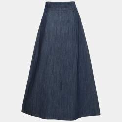 Miu Miu Blue Denim Button Front Midi Skirt M