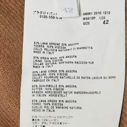 Miu Miu Brown Wool Detachable Raccoon Fur Coat M
