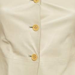 Miu Miu Vintage Cream Leather Button Front Jacket S