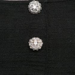 Miu Miu Black Crystal Embellished Button Stretch Knit Crop Top S