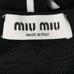 Miu Miu Black Crystal Embellished Button Stretch Knit Crop Top S