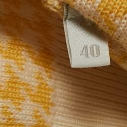 Miu Miu Yellow Houndstooth Knit Crew Neck Top S