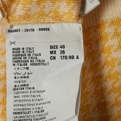 Miu Miu Yellow Houndstooth Knit Crew Neck Top S