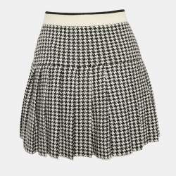 Miu Miu Black/White Houndstooth Wool Pleated Mini Skirt XS