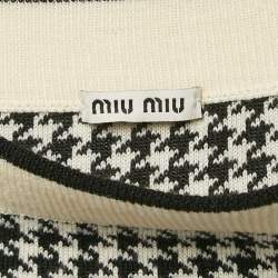 Miu Miu Black/White Houndstooth Wool Pleated Mini Skirt XS