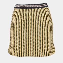 Miu Miu Yellow/Blue Stripe Crochet Mini Skirt S
