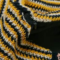 Miu Miu Yellow/Blue Stripe Crochet Mini Skirt S