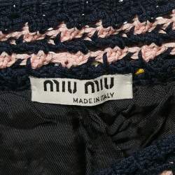Miu Miu Yellow/Blue Stripe Crochet Mini Skirt S