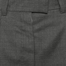 Miu Miu Grey Plaid Wool Raw Edge Detail Mini Skirt XS