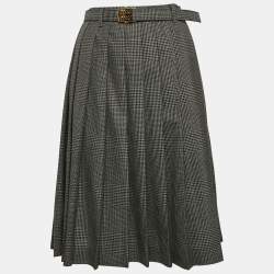 Miu Miu Antracite Grey Prince Of Wales Check Wool Belted Blazer and Skirt Set XS/M