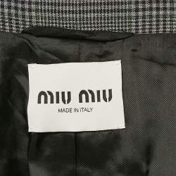 Miu Miu Antracite Grey Prince Of Wales Check Wool Belted Blazer and Skirt Set XS/M