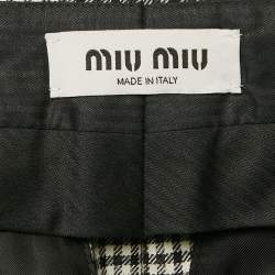Miu Miu Black Gingham Wool Knife Pleated Mini Skirt XS
