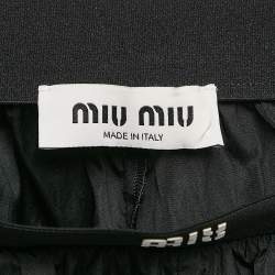 Miu Miu Black Logo-Print Technical Silk Shorts XS